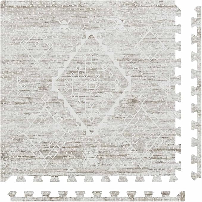 House of Noa Play Mat – 4x6 Driftwood Ula – Set of 6 Tiles – Cushioned EVA Foam Play Mat for Floor, Soft Interlocking Mats for Hard Floors