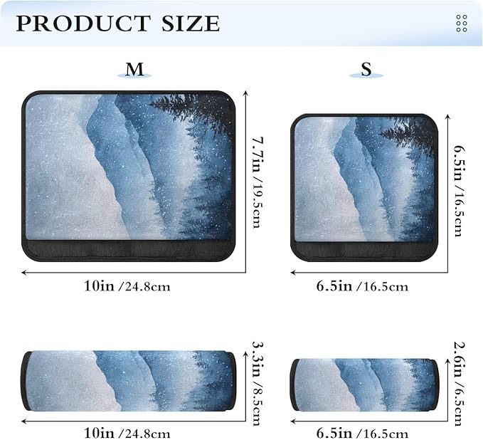 2 Pack Seatbelt Covers Seat Belt Cover Pad for Adults Boys Girls Car Seat Strap Covers Pads Cushion Universal Shoulder Strap Pad Protector for Backpack Camera Bag 10x7.7Inch Watercolor Winter Mountain