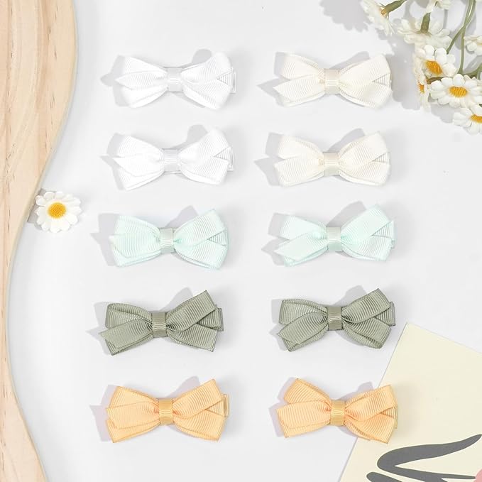 DED 28PCS 2.2" Fully Lined Baby Bows Hair Pins Tiny Hair Clips Fine Hair for Girls Infants Toddlers Set of 14 Pairs