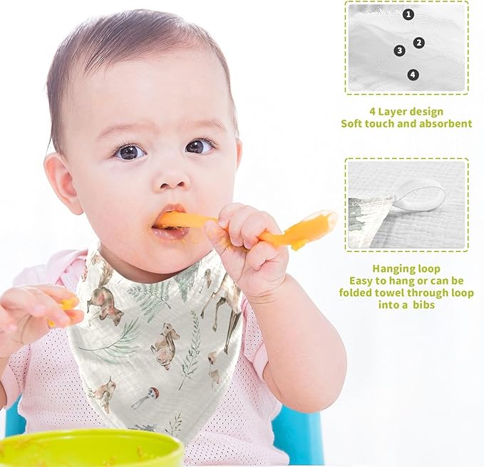 vvfelixl Baby Muslin Washcloths Watercolor Forest Animals Baby Burp Cloths Cotton Baby Face Towel for Newborn Infants Boys Girls Soft and Absorbent 11.8 X 11.8 in, 3 Pack