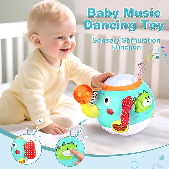 Crawling Toys - Baby Toys 6-12 Months, Elephant Musical Toy with Lights & Sounds, Interactive Learning Baby Crawling Toys for Motor Skills Development, Sensory Toy for Boys Girls, Christmas Birthday