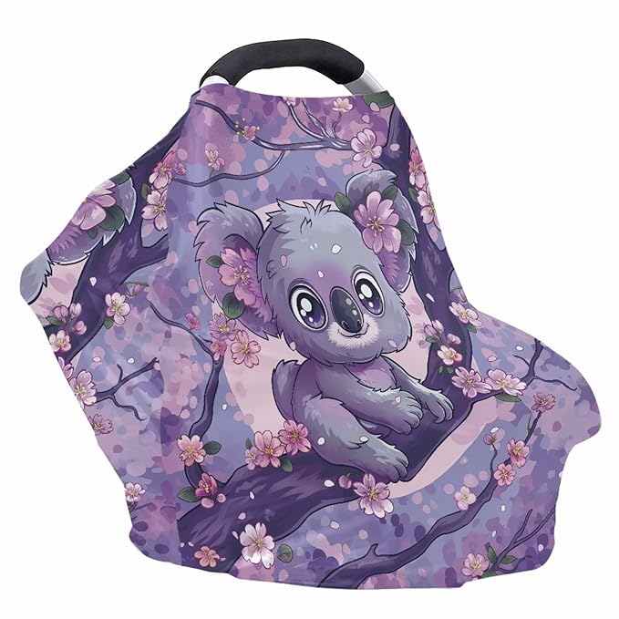 GIFTPUZZ Koala Nursing Cover for Breastfeeding Car Seat Cover All Weather Scarf Sunshade for Boys Girls Ultra-Soft Car Seat Canopy Breathable Multipurpose Light Blanket Stroller Cover