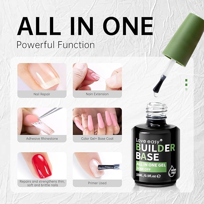 Love easy Salon-Grade Baby Pink Builder Gel - Hypoallergenic Strong Base Coat | Long-Lasting Adhesion (30+ Days) for Professional Nails Gift for Women