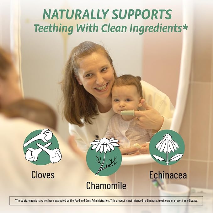 Organic Baby Teething Relief Drops with Silicone Toothbrush, Gum Relief for Babies & Toddlers 6 M+, Soothing Chamomile Clove Blend, Teething Gel Alternative, Sugar Free, 120 Servings, Legendairy Milk