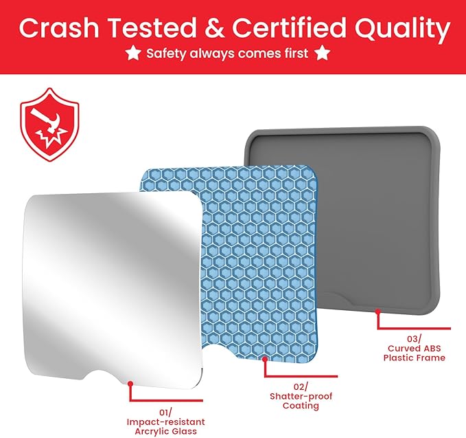 Baby Car Mirror, Safety Car Seat Mirror for Rear Facing Infant, Clear Wide View, Easily Observe the Baby Move, Secure, Shatterproof, Easy Install, Perfect (Gray)