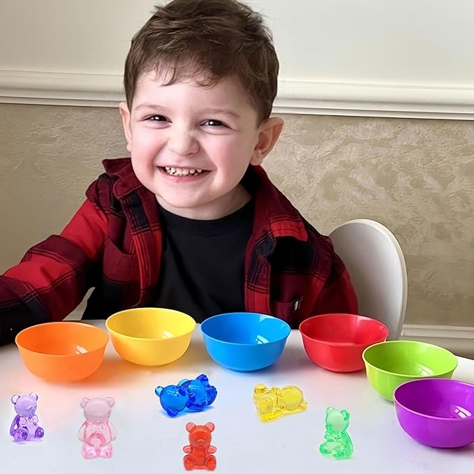 Counting Bears for Kids, 72 PCS Math Counters with Storage Box, Montessori Color Sorting & Counting Toys for Toddlers, Preschool Educational Math Manipulatives for STEM Learning (3 Styles)