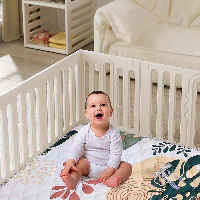 TADO MUSLIN Baby Play Mat 71x59 Inch, Thickened Soft Floor Mat for Playpen, Machine Washable Foam Crawling Mat with Non-Slip Bottom for Babies and Toddlers, Foldable Padded Playmat