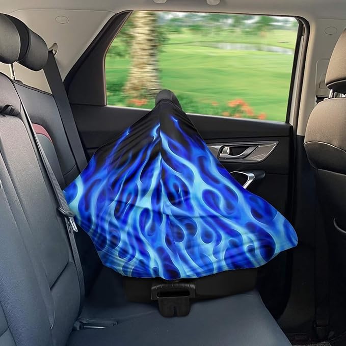 Blue Flame Nursing Cover Breastfeeding Scarf Baby Privacy Car Seat Covers Infant Stroller Cover for Babies Breathable Unverisal Fit Carseat Canopy for Girls and Boys