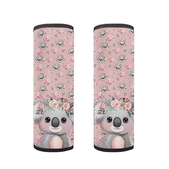Biyejit Koala Flowers 2 Pieces Car Seat Strap Covers Soft Seat Belt Pads Cover for Kids Car Seat Straps Shoulder Pads Infant Stroller Strap Covers Seat Safety Belt Cushion for Boy Girls