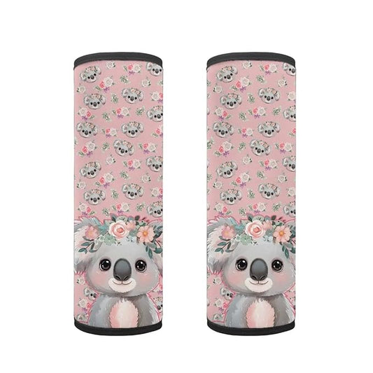 Biyejit Koala Flowers 2 Pieces Car Seat Strap Covers Soft Seat Belt Pads Cover for Kids Car Seat Straps Shoulder Pads Infant Stroller Strap Covers Seat Safety Belt Cushion for Boy Girls