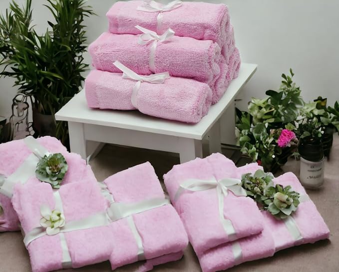 BY LORA Soft Face Cloths for Newborn, Absorbent Bath Face Towels, Baby Wipes, Burp Cloths or Face Towels, 12-Pack, Pink