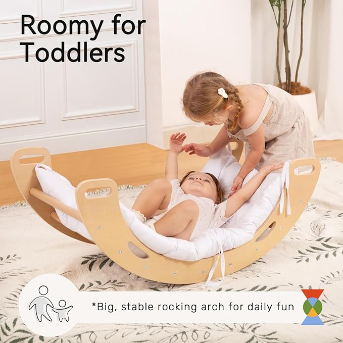 WINGYZ Pikler Triangle Set, Montessori Foldable 8-in-1 Jungle Gym with Reversible Animal Slide, Patent-Protected Climbing Set, Safe 2.35" Gap ASTM F963 Standards for Toddlers 18 Months-7 Years (Teak)
