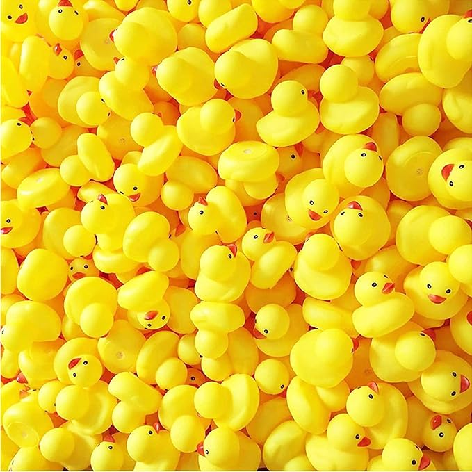 umbresen Yellow Rubber Ducks Preschool Bath Toys Bathtub Duckies Gift for Baby Shower Infants Toddlers Car Pool Float Halloween Adults Party Favors Carnival Decorations (Mini Yellow 1.8''-24pcs)