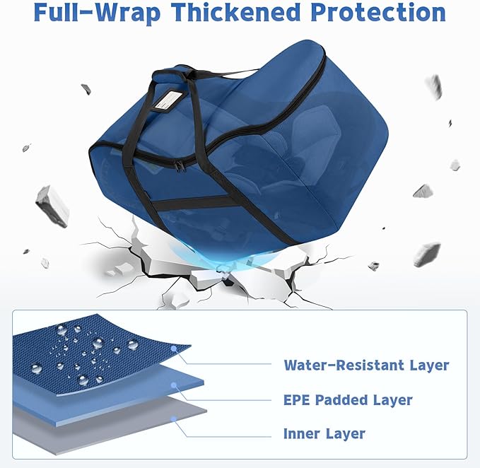 Padded Car Seat Bag Compatible with Most Nuna Pipa Car Seats UPPAbaby MESA V2 without Base & Chicco KeyFit 30 and Base, Car Seat Travel Bag for Airplanes, Blue