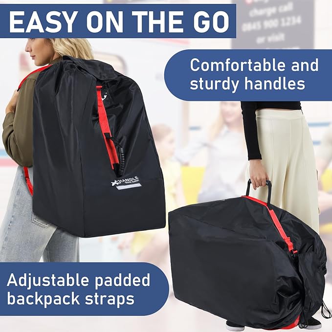 Car Seat Travel Bag for Airplane backpack with padded shoulder straps, Large Waterproof Car Seat Bags Fits Most Infant Car Seats, Convertible Car Seats, Booster Seats, Car Seat Bases