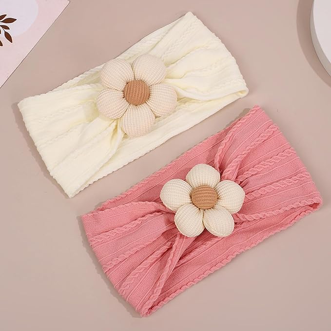 WillingTee 5 Pcs Baby Flower Headbands Baby Girls Nylon Headbands Soft Hairbands Hair Accessories for Newborn Infant Toddler Kids