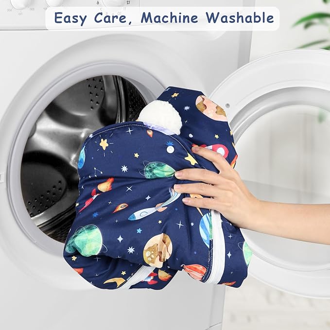 Pea Pod Winter Car Seat Cover for Baby, Infant Car Seat Canopies Cover for Newborn, Warm Plush Fleece Inner Protect Baby from Cold Wind, Space Pattern