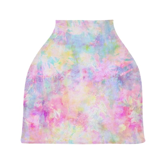 Pastel Pink Tie Dye Floral Print Stretchy Baby Car Seat Cover Infant Canopy Nursing Covers Breastfeeding Cover Breathable Windproof Winter Scarf for Boys Girls