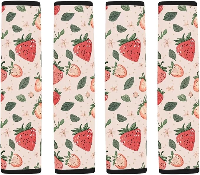 Car Seat Belt Strap Shoulder Pad,Car Seat Belt Cover Pad Universal Fit Suitable for Shoulder Bag,Laptop Computer Bags Pink Strawberry Pattern