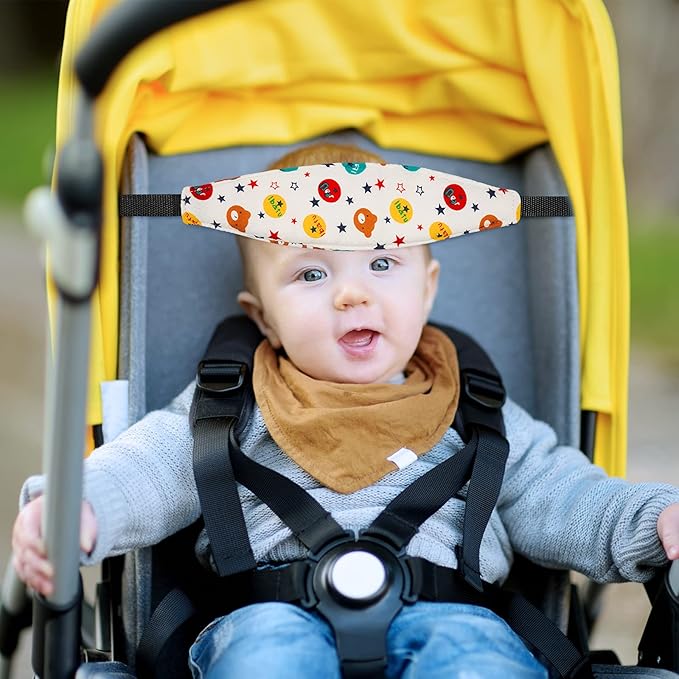 HESTYA 2 Pcs Carseat Head Support Toddler, Stroller Seat Headrest for Sleeping Traveling, Neck Relief Headband Strap for Kids Children Toddler Infant(Dinosaur and Bear)