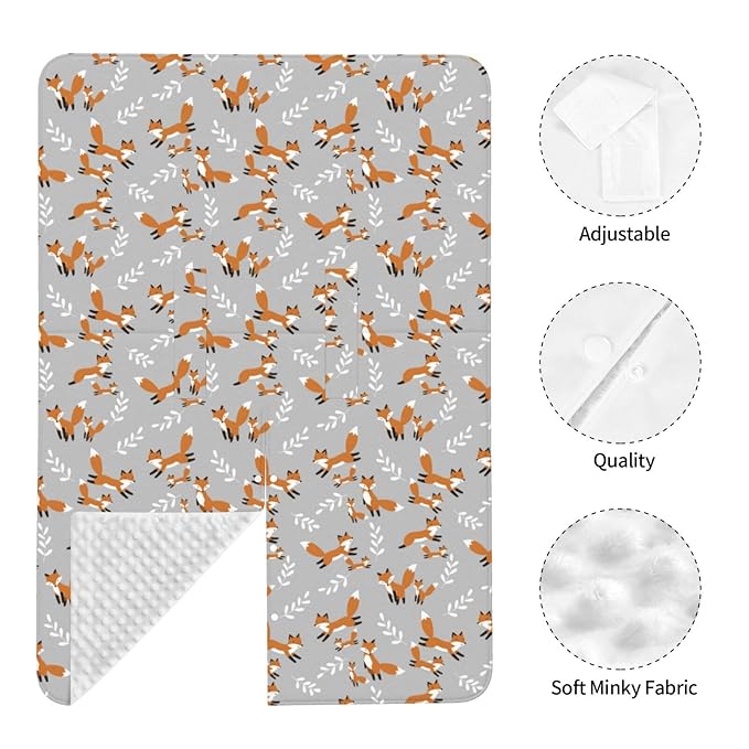 Cute Foxes Leaves Gray Baby Car Seat Canopy Nursing Cover for Newborn Car Seat Breastfeeding Covers Blanket Newborn Shower Gift