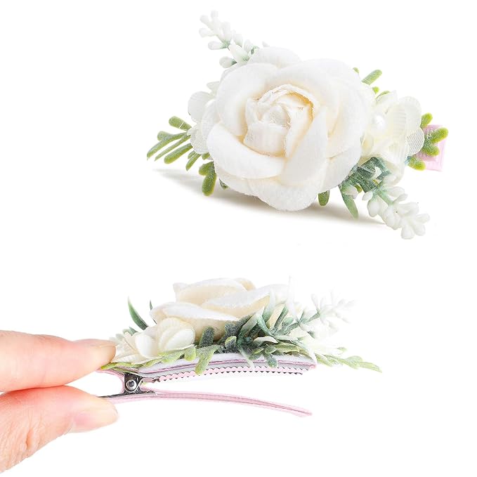 Flower Hair Clips Set-Cherrboll 3pcs Floral Hair Bow Accessories for Baby Girl Toddles Teen Gifts