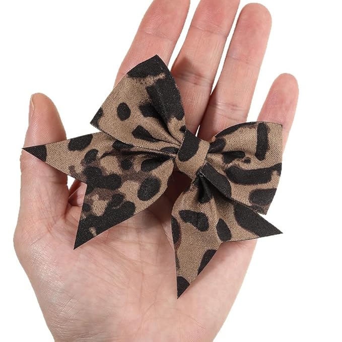Baby Girls Leopard Bow hairpin girls bow Hair Accessories for women.(FJ65-Leopard B)