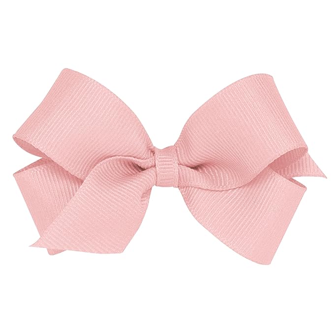 Wee Ones Girls' Classic Grosgrain Hair Bows with Plain Wrap Center, No-Slip Hair Clip, Handmade, Sweet Nectar, Mini