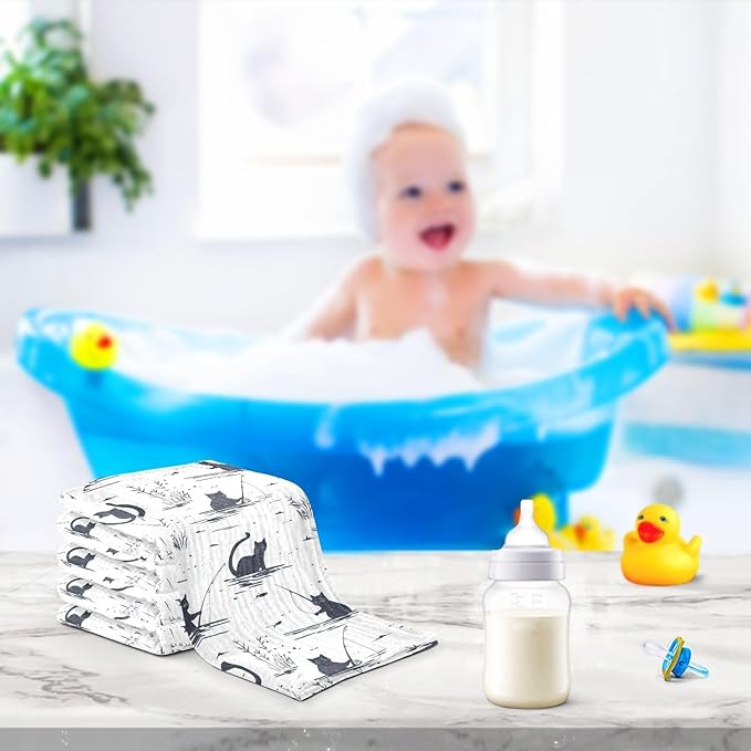 vvfelixl Baby Muslin Washcloths Cat Fishing Baby Burp Cloths Cotton Babys Face Towel for Newborn Infants Boys Girls Soft and Absorbent 11.8 X 11.8 in, 3 Pack