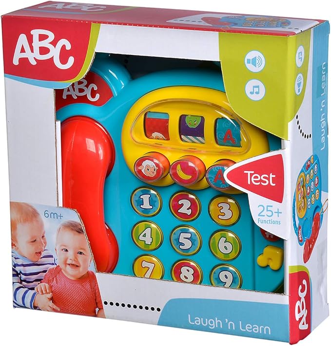 Simba 104010016 20 cm ABC Telephone/with Different Sounds/Rotating Picture Display, Multi-Coloured