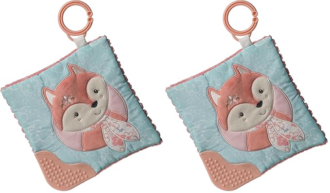 Mary Meyer Crinkle Teether Toy with Baby Paper and Squeaker, 6 x 6-Inches, Sweet n Sassy Fox (Pack of 2)