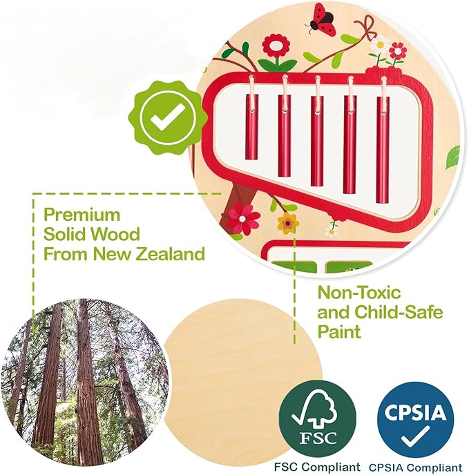Monläurd® Montessori Wooden Tree Activity Center, Sensory Table & Busy Board for Toddlers 1-3, 4-Season Learning Activity Cube for Playroom & Daycare