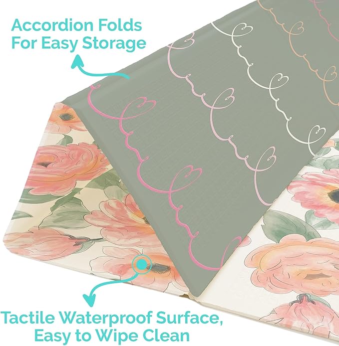 JumpOff Jo Foldable Foam Play Mat – Large Waterproof Baby & Toddler Activity Floor Mat, Double-Sided 70 x 59 Inch Play Surface