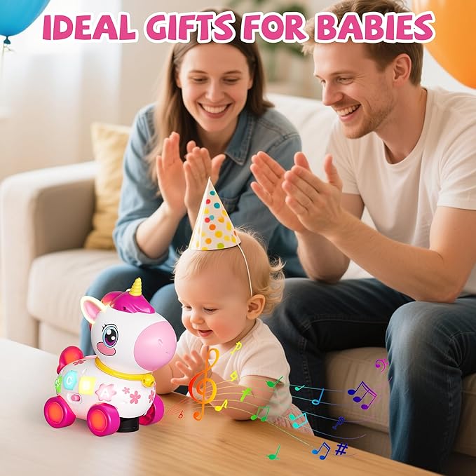 Unicorn Toys for 1 Year Old Girl Gifts, Baby Musical Learning Toys 6-9-12-18 Months, Bilingual Educational Toys with Light, Christmas Birthday Gifts for Girl & Boys ﻿