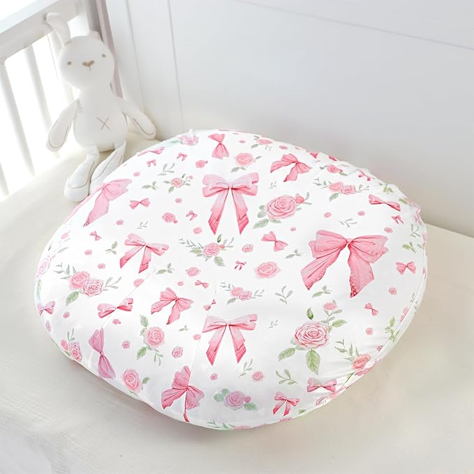 Newborn Lounger Cover Baby Girls, Ultra Soft Comfortable Flower Infant Lounger Pillow Slipcover, Easy Removal and Machine Washable, 1 Cover Only (Pink Rose)