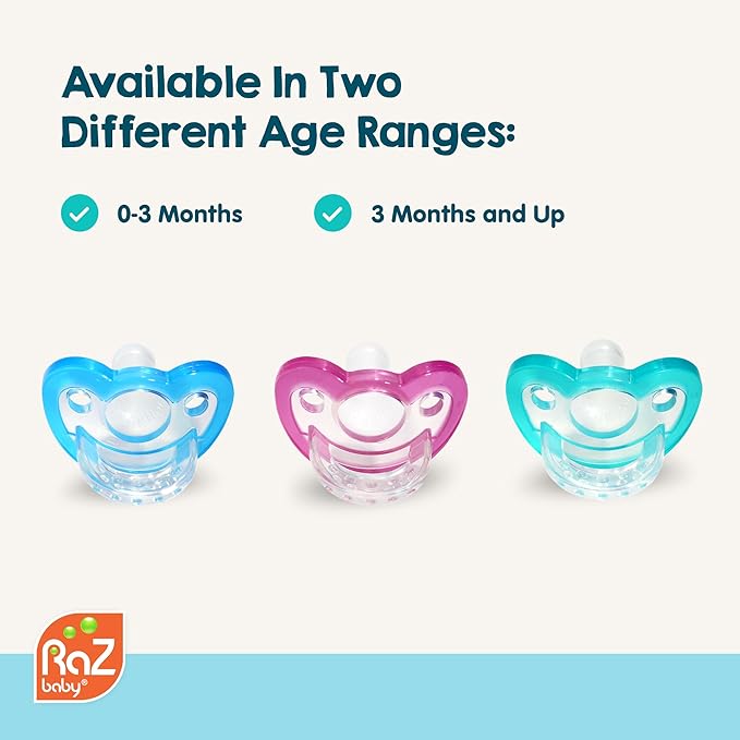 RaZbaby Jollypop Pacifier for Newborns & Up, USA Made, Natural Shaped Orthodontic Binky, Lovingly Shared in NICUs & Hospitals Worldwide, Medical-Grade 100% BPA-Free - 0-3 Months, 4 Pack - Orange