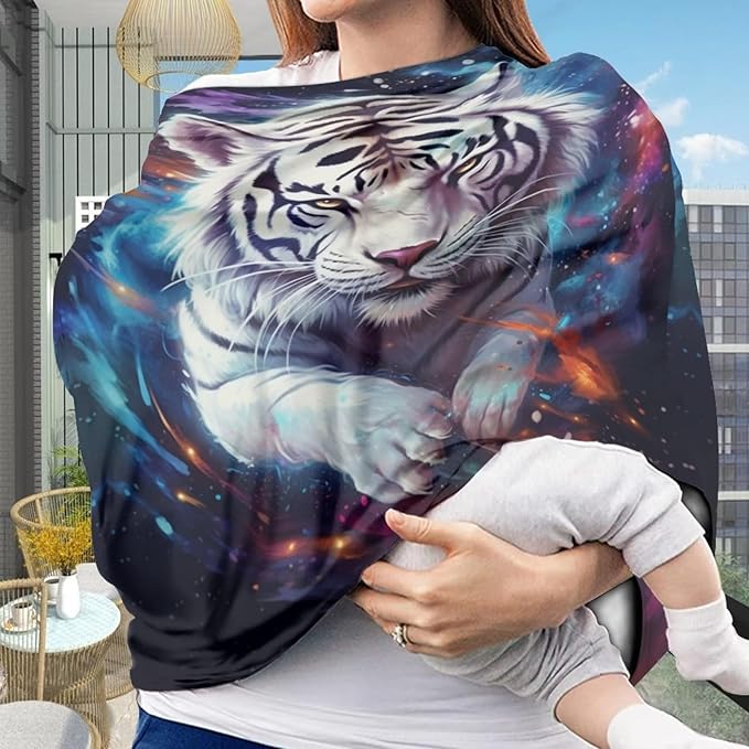 ZFRXIGN White Tiger Car Seat Covers Baby Infant Car Seat Canopy Boys Girls Baby Carrier Covers for Newborn Carseat/Stroller/Shopping Cart/High Chair Galaxy