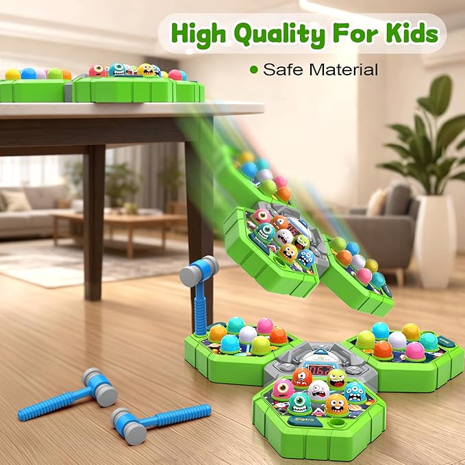 Whack Game Mole for Kids, Toys for 3 4 5 6 7+ Year Old Boys,Pounding Toddler Toys for Age 3-6, Interactive Educational Toys with 3 Modes, Birthday Gifts for Boy Ages 3 4 5 6 7 8 Years Old,1-3 Player