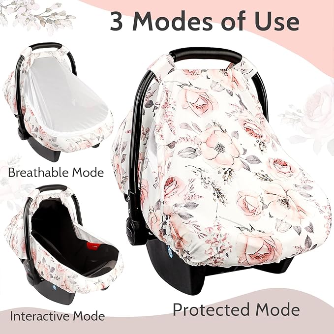 Car Seat Covers for Babies, No Thouching Sign Nursing Cover, Carseat Cover Girls, Ultra Soft Breathable