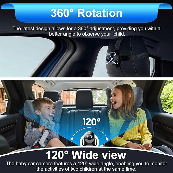 Baby Car Mirror - Baby Car Camera 4.3 inch HD 1080P - Rear Facing Car Baby Monitor with Night Vision - Adjustable View Angle, Easy Setup, Safety for Infants - Black