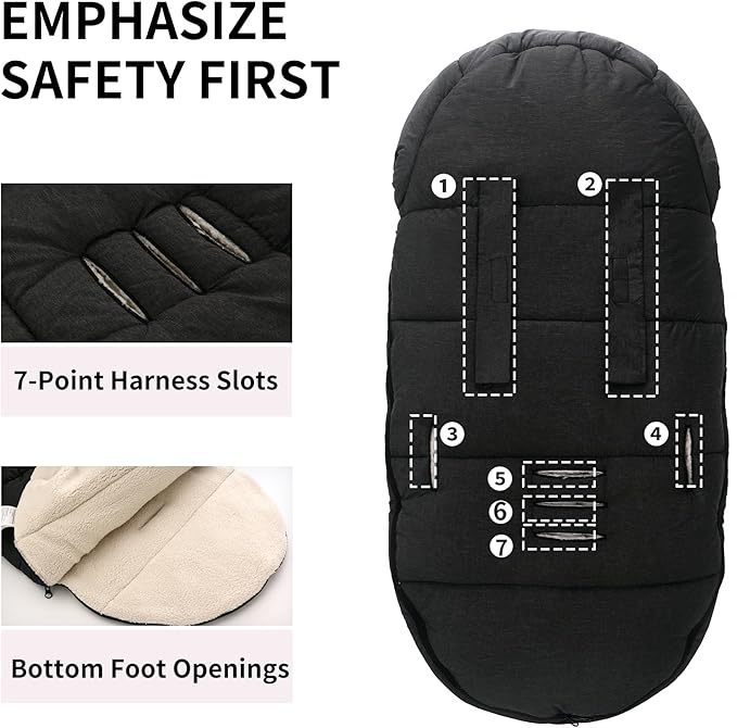 Miracle Baby Bunting Bag for Stroller, Warm Fleece Footmuff with Zippers, Convertible Infant Toddler Sleeping Bag Blanket for Boys Girls