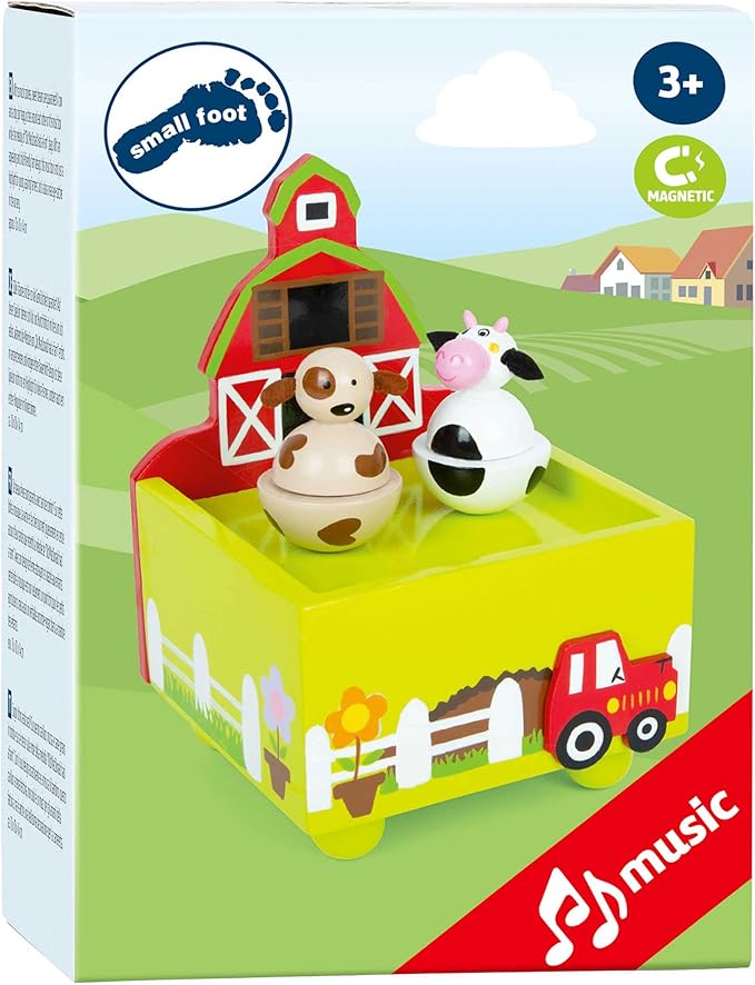 Small Foot 11715 Farm Music Box, Made of Wood with Happy Animal Motifs, for Ages 3+ Years