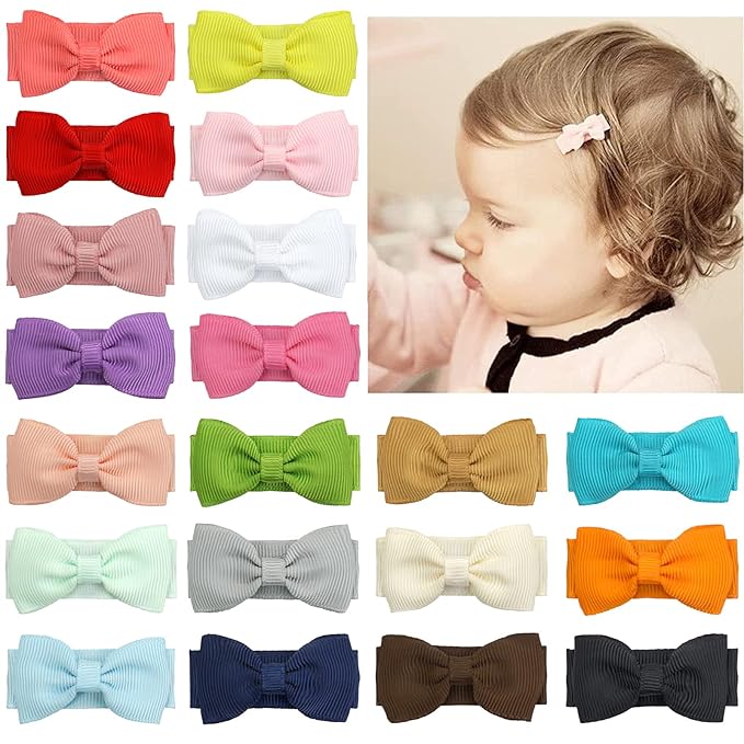 Baby Girls Snap Hair Clips Tiny Bow Non-Slip Hair Clips Mini Bow for Toddlers Newborn Toddler Infants (20PCS)