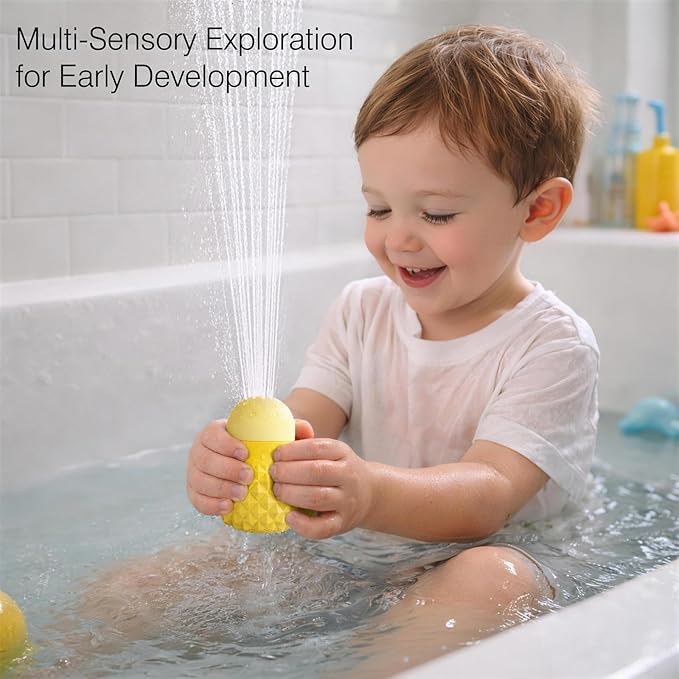Sensory Squeezing Water Bath Toys for Toddlers,3PCS Bath Tub Pool Floating Toys for Babies Kids 1-3，Textured Fidget Toys Stocking Stuffers Gifts for Boys Girls Ages 1+