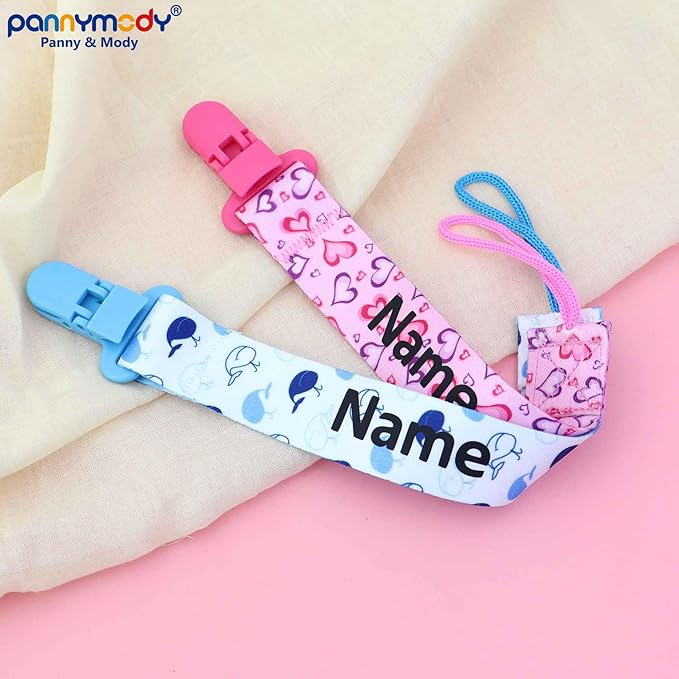 4Pack, Custom Baby Pacifier Holder Clip with Name, Personalized Name Pacifier Clip for Boys and Girls Fits for Most Pacifiers