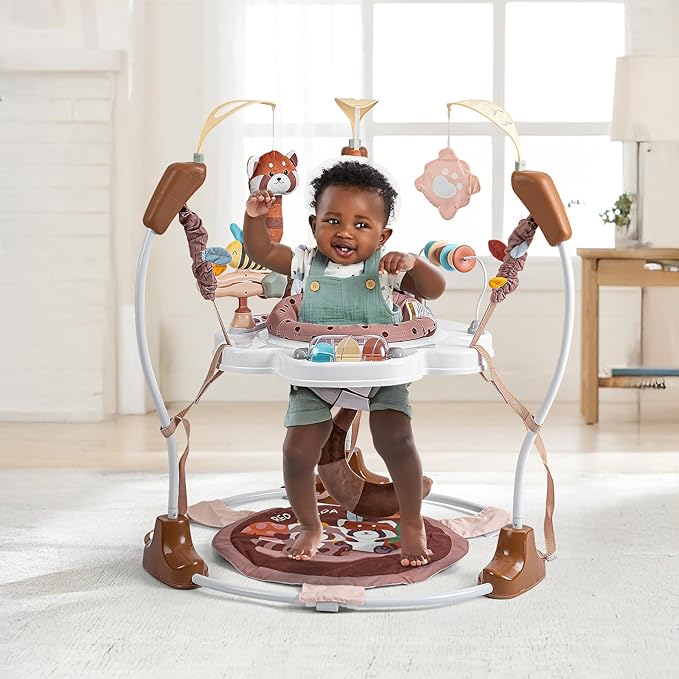 Baby Activity Center, Baby Jumper Activity Center with Music, Interactive Toys, 360° Rotating Seat, 3 Adjustable Heights, Infant Activity Jumper for 6+ Months (Red Panda)