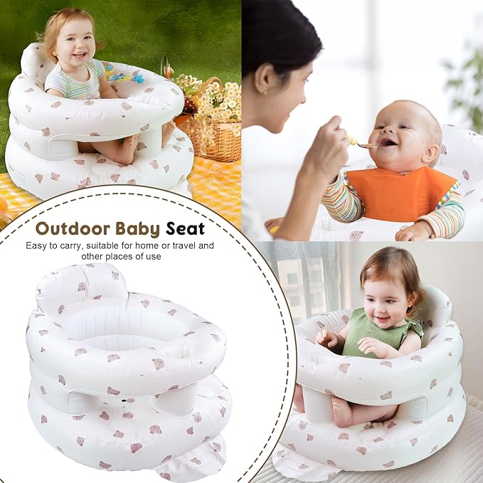 Inflatable Baby Seat for 3-36 Months Babies, Blow up Baby Chair with Built-in Air Pump, PVC Material, Full Enclosure Protection, Outdoor Travel Inflatable Chair for Infant