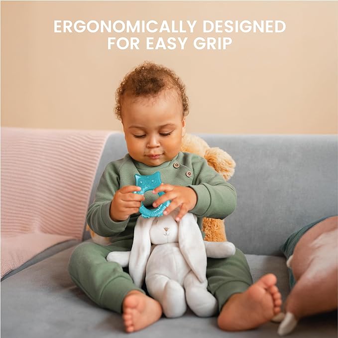 Lulyboo Baby Water Teething Toys for 3-6 Months - BPA-Free Soft Edges, Chilled Fruit Teethers, Animal Shape, Easy to Grasp, Sensory Development, Safe & Gentle Teething Relief