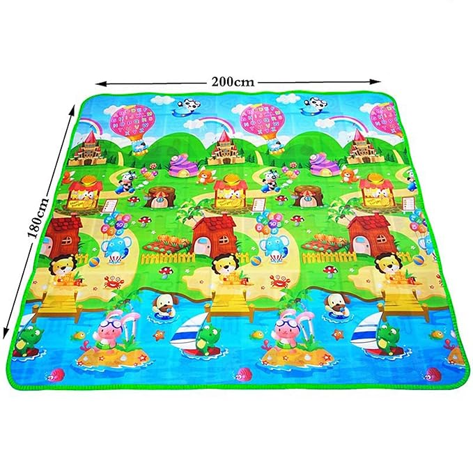 Reversible Baby Crawler Mat, Foldable, Washable Farm Pattern, Large, Non-Slip Play Mat for Infant, Toddler, Nursery, Home