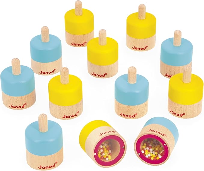 Janod Sensory Game Memo - 12 Sound Blocks with 6 Sounds to Be Combined in Pairs - Develops Hearing and Hearing Memory - Awaken Senses - Wooden Toy - from 3 Years - J05309, J05309, Multi-Coloured
